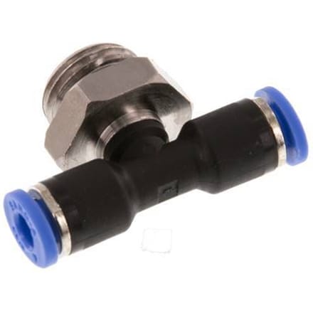 4mm x G1/4'' inline T-stuk Messing/PA 66 Insteekfitting Buitendraad Draaibaar NBR [2 Stuks]
