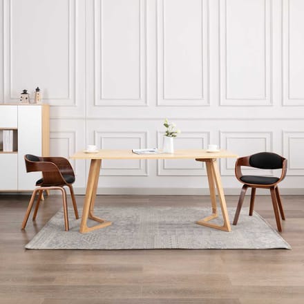 vidaXL - Eetkamerstoelen - 2 - st - gebogen - hout - en - kunstleer