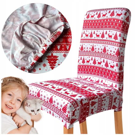 Kerst Stoelhoes Rood met Rendierpatroon - Stijlvolle Bescherming