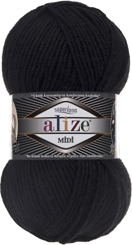 Alize Superlana Midi 60 Black Pakket 5 Bollen 500 Gram