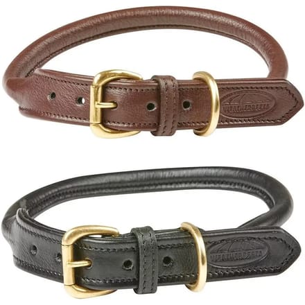 Opgerolde leren hondenhalsband Weatherbeeta