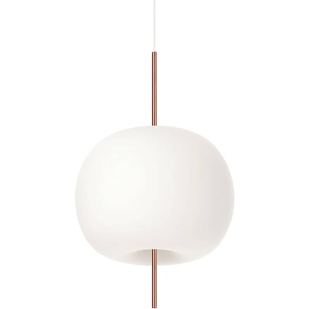 kdln hanglamp Kushi, koperkleurig/wit, Ø 33 cm, glas