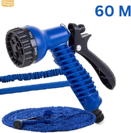 Playos® - Flexibele Tuinslang - tot 60 Meter - met 7 Standen - Blauw - met Vergrendelfunctie - Tuinslang - Elastisch - Flexibel