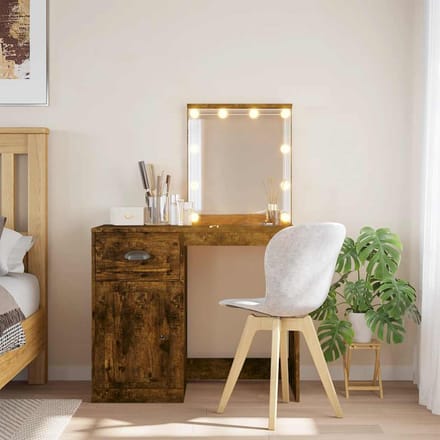 vidaXL - Kaptafel - met - LED-verlichting - 90x42x132,5 - cm - gerookt - eikenkleur