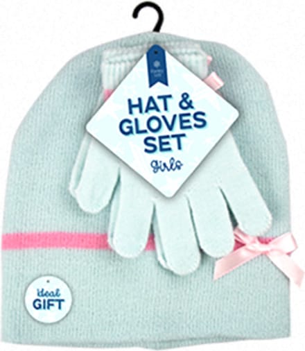 Kinder Muts en Handschoenen Set Meisjes – Gebreide Winterset – Roze/Groen – 42-50 cm
