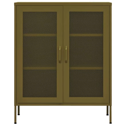 vidaXL - Opbergkast - 80x35x101,5 - cm - staal - olijfgroen