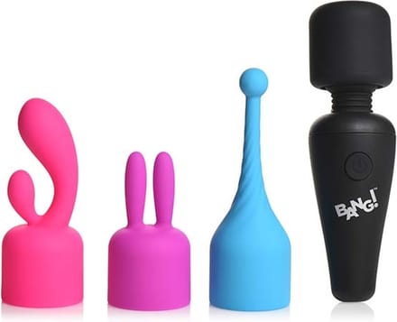 XR Brands - Mini Wand Massager with 3 Attachments