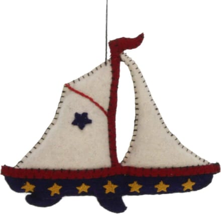 Zeilboot, vilt 15,5x2x12,5cm