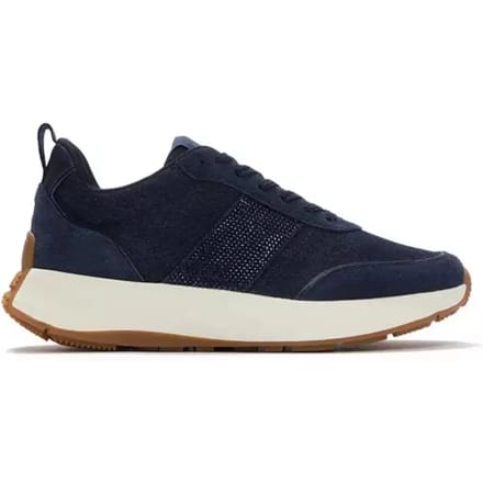FitFlop F-Mode Flow Crystal Denim/Suede Sneakers Dames Sneakers - Donker Denim