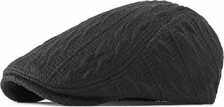 Flatcap zwart gebreid - Verstelbaar - Platte pet