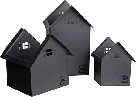 UNUS® Lichthuisjes metaal set van 3 zwart