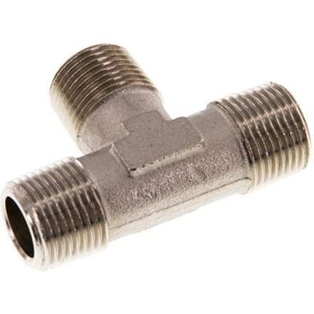 R 3/8'' Buitendraad Vernikkeld Messing T-stuk 16 Bar [2 Stuks]