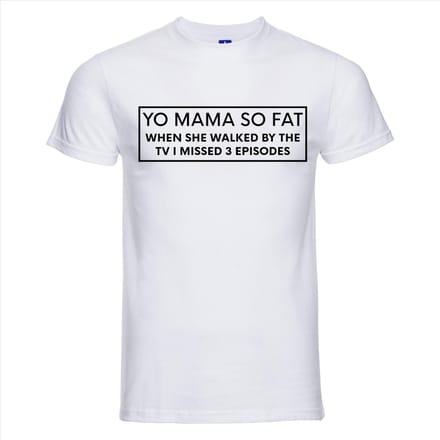 YO MAMA SO FAT T-shirt - 100% Katoen - Maat S - Classic Fit - Wit