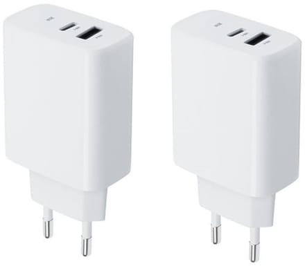2 stuks OneOne 30W super snellader met 2 poorten. Witte oplader met USB C en USB A. PD en Quick Charge lader adapter past op Apple iPhone 13 Mini, iPhone 13 Pro, iPhone 13 Pro Max, iPhone 14, iPhone 14 Plus, iPhone 14 Pro, iPhone 14 Pro Max