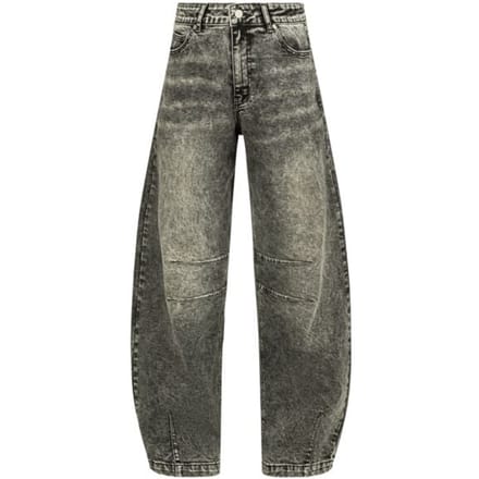 R.E.D. Rock-Engineered Design Grijze jeans in barrel fit met borduursel en patch van imitatieleer - Dames - W30L30