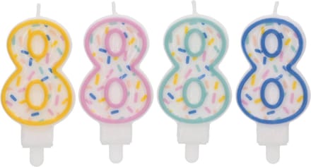 Folat - Kaars Sprinkles Cijfer 8 Assorti - 9 cm