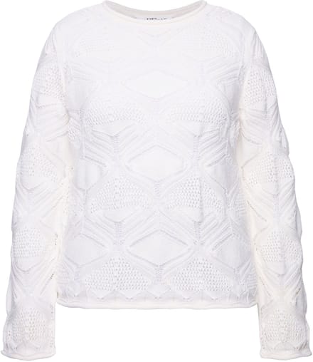 Studio Untold - Dames - Trui oversized ajourbreisel rolrandjes - Off-white - Maat 42+