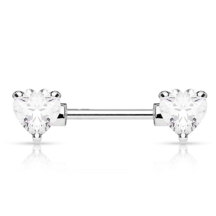 Tepelpiercing hart met steen 1.6x12 - zilver - LMPiercings