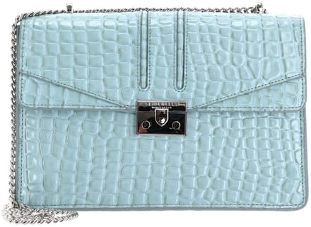 SEIDENFELT MANUFAKTUR Avondtas Schoudertas Roros Big Croco Print Ice Blue Lichtblauw