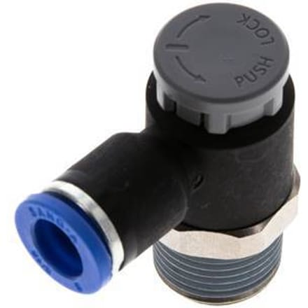 L-stuk Regelventiel 8 mm - R3/8'' Regeling-Uit Messing/Nylon Borgmoer