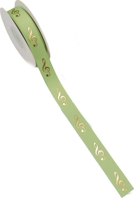 MusicGifts - Luxe Cadeaulint vioolsleutel appelgroen/goud