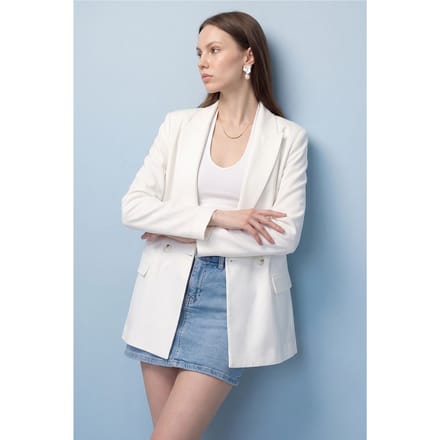 Lange Satijnen Blazer met Sjaalkraag