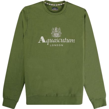 Aquascutum Active Big Logo Crew Neck Army Green Sweatshirt