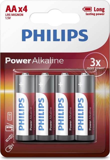 Philips Power Alkaline - AA Batterijen - 4 stuks