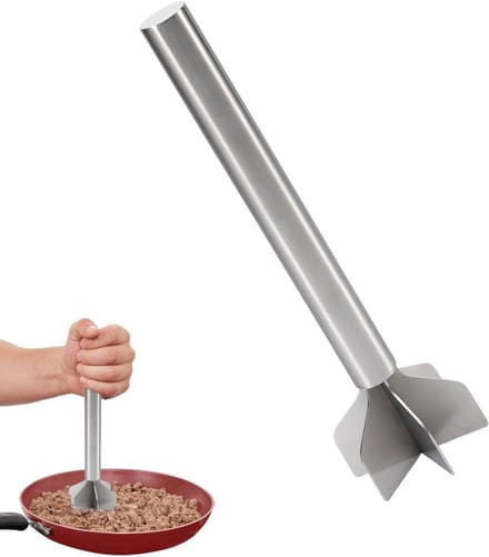 Gehaktmenger - Vleeshakker - Voedselbereiding - Hittebestendig RVS - 25 cm - Zilver