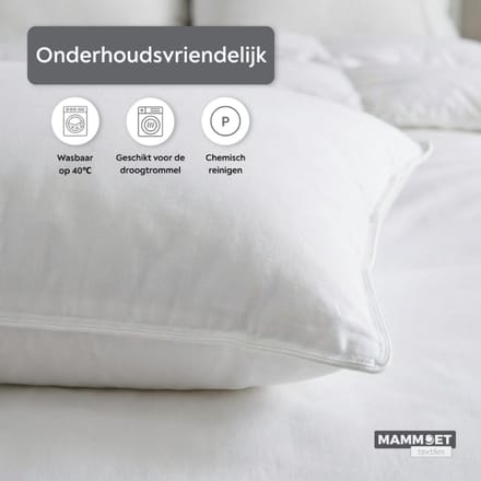Mammoet Hoofdkussen Dream 60 x 70 cm - 100% katoen - microfiber vulling - hypoallergeen - vlamvertragend - wit