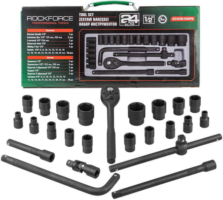 Rockforce RF-4245B-5MPB - Gereedschapscombiset - Grijper - 1/2 inch - 24 stuks