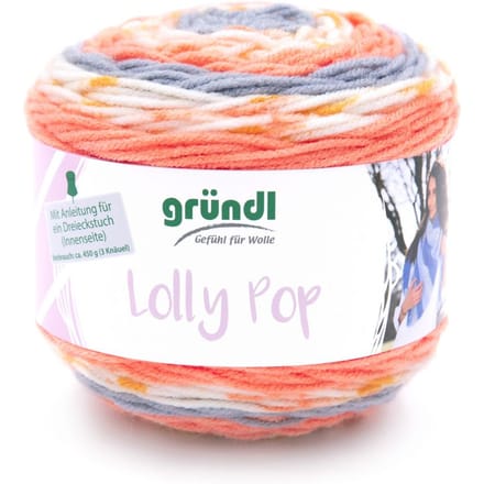 Gründl wol "Lolly Pop" - Mandarijn/Oranje/Tinnen/Wit, Kleur 17
