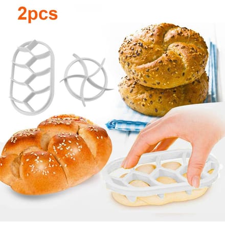 2 STUKS Deegpersvorm Set Bakken Broodjes Vorm Plastic Gebakssnijders B beige
