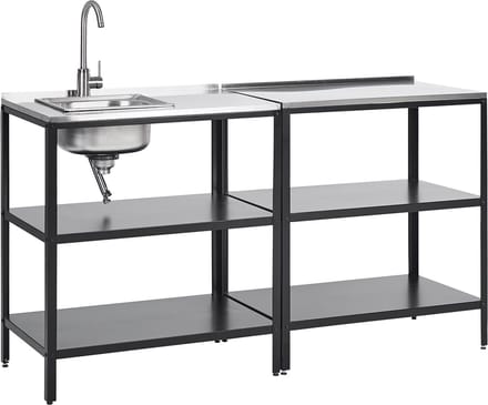 VILAMA - Tuin kookeiland - Zwart - 2-delig - RVS