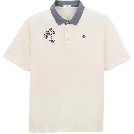 Polo Serge Blanco Broderie Coq