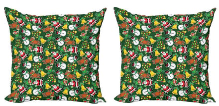 ABAKUHAUS Kussenhoezen Set – 2x40x40 cm, Dubbelzijdig bedrukt, Multicolor Groen
