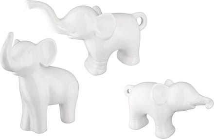Gilde Handwerk - Beeld - Sculptuur - Olifantjes - Set/3 - Porselein - Wit