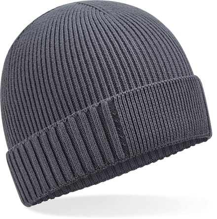 Beechfield Biologisch katoenen muts met technische patch B438N - Graphite Grey - One size