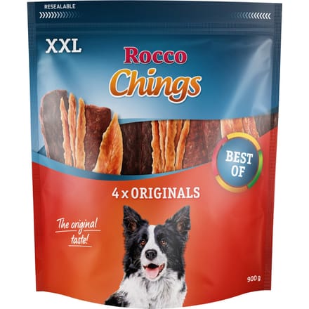 2x900g Chings XXL Mix: kippenborst, eendenborst, rund Rocco Hondensnacks