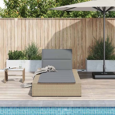 vidaXL - Ligbed - met - zwevend - kussen - poly - rattan - beige