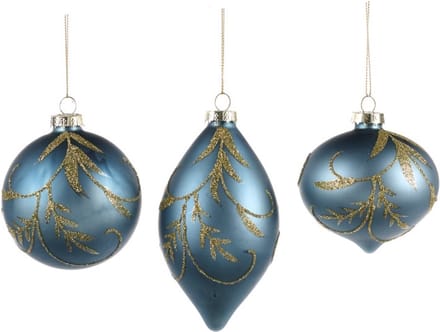 Goodwill Kerstbal Glas Blauw D 8 cm Voordeelass. Per 3 Stuks