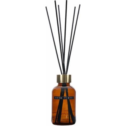 Wellmark Geurstokjes Maxi Bruin glas messing ring 500ml GOOD VIBES