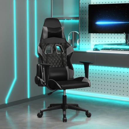 vidaXL - Gamestoel - kunstleer - zwart - en - grijs