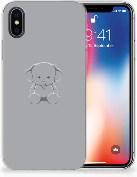 Apple iPhone X | Xs Telefoonhoesje met Naam Grijs Baby Olifant