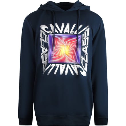 Cavalli Class asymmetrische box-design marineblauwe hoodie