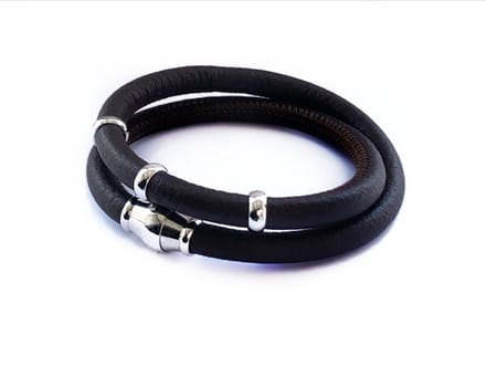 NIEUW! Jolla - dames wikkelarmband - zilver - leer - magneetsluiting - bedels - Basic Silver - Donker Bruin
