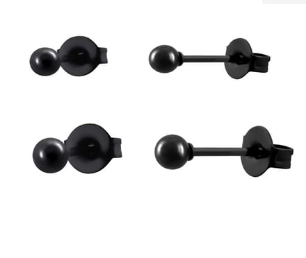La Rosa Princesa Bolletje Oorbellen Set Chirurgisch Staal Zwart 2mm 3mm