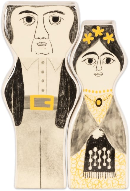 Kitsch Kitchen - Vaas Set Frida en Diego - zwart/wit