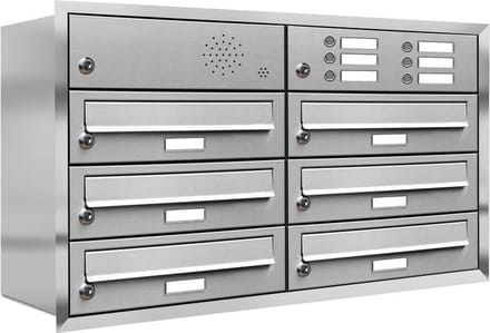 Inbouw met intercom 6 adressen(rand) type 2_Brievenbus met intercompaneel inbouw_6_adressen__RVS