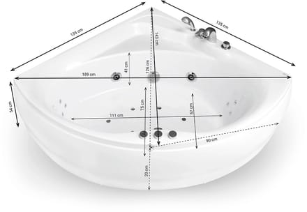 SPALINA - Whirlpool bad - Maldives Jets, 135 x135 x54 cm, Wit